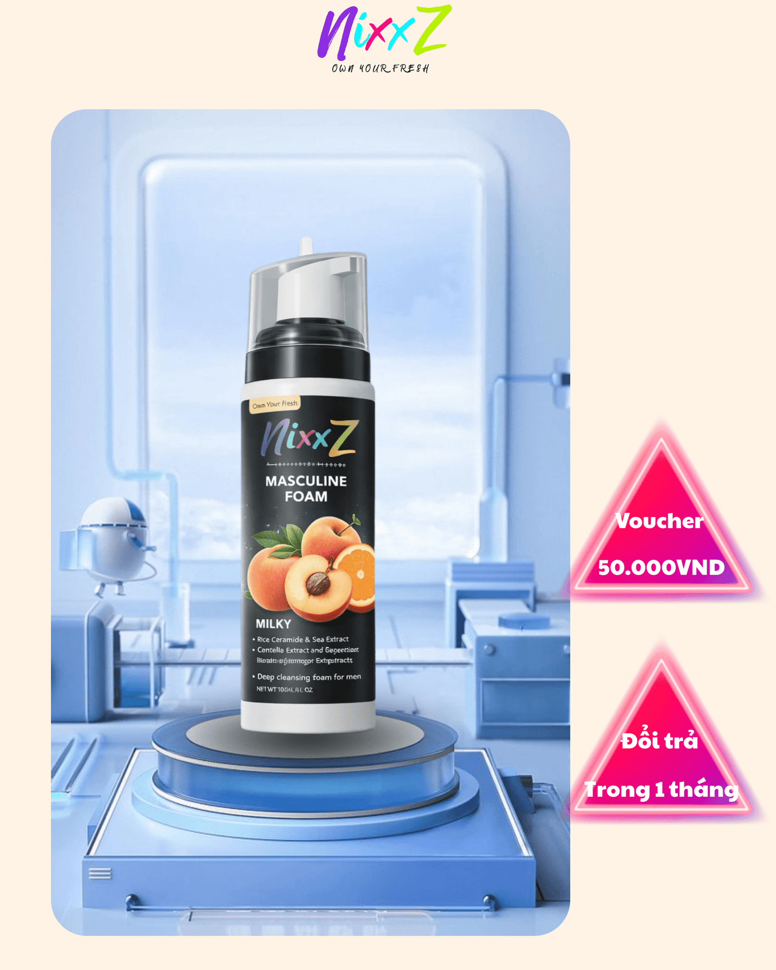 Bọt vệ sinh nam giới NixxZ Plus hương Peachy