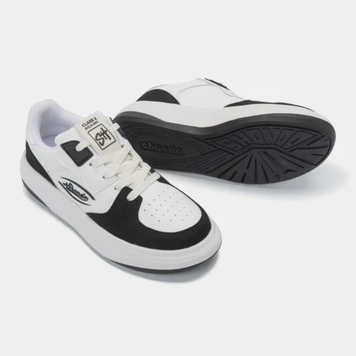 Giày Unisex Class 2 Logo Shondo Unisex Màu Trắng Đen